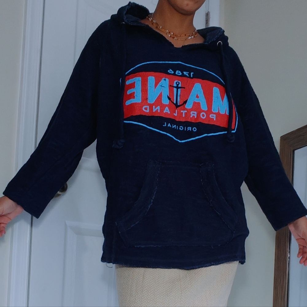 MV Sports Unisex Small 1786 Maine Portland Hooded Sweat Shirt Hoodie Navy Blue‎